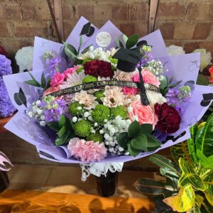 Purple graduation bouquet